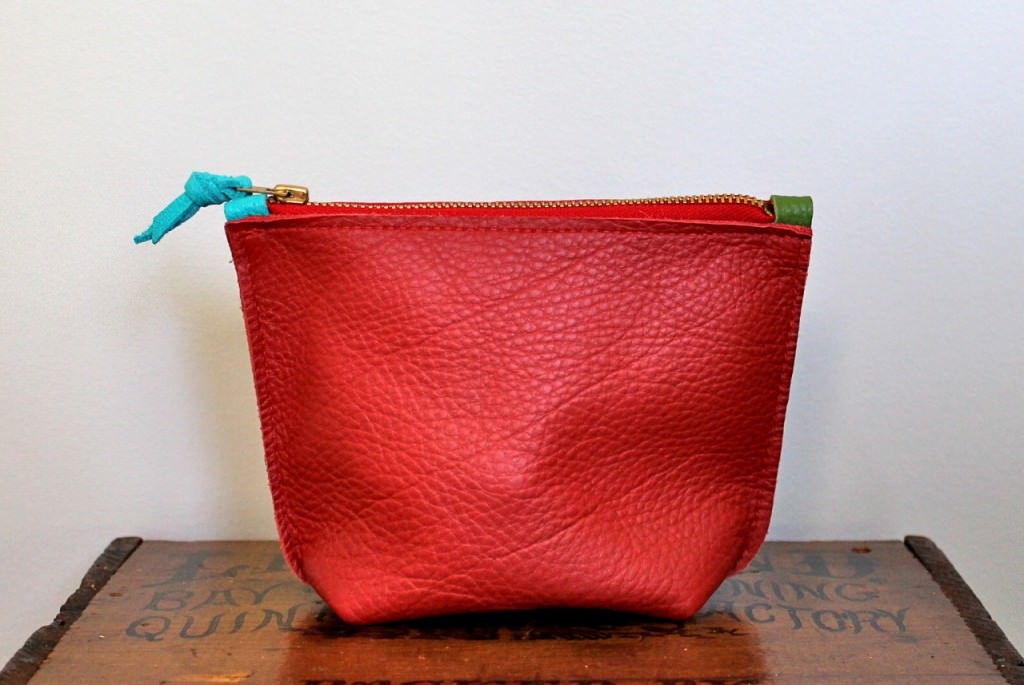 red rough pouch